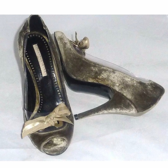 Stella McCartney Gray Pumps Peep Toe Italy 6.5 B - Picture 8 of 8